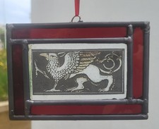 Stained glass Griffin leaded hanging panel