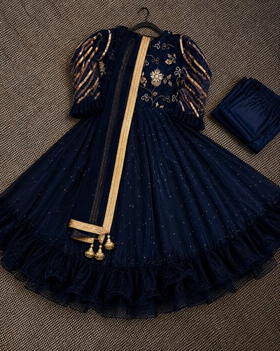 Navy blue anarkali maxi - navy, dress