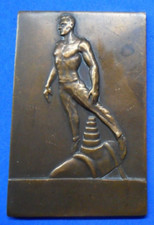 Swedish Gymnastics Bronze Prize Plaque Athlete Pommel Horse Fine Male Physique