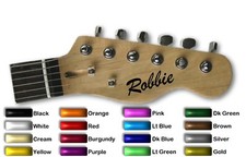 CUSTOM NAME VINYL DECAL STICKER personalise electric acoustic guitar headstock