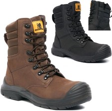 MENS LEATHER WATERPROOF LIGHTWEIGHT POLICE MILITARY SAFETY TOE CAP WORK BOOTS SZ