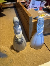 Vintage Miquel Requena Porcelain Girl Figurines Valencia Spain White And Blue