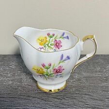 Queen Anne Bone China Old Country Spray Creamer Jug Floral Decorative Gold Trim