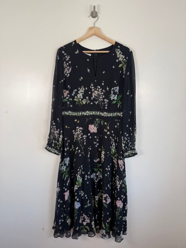 Hobbs dress size navy silk - 16,