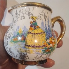 Vintage Sudlow Burslem Pottery Cream Or Milk Jug Crinoline lady 80mm RF650#2