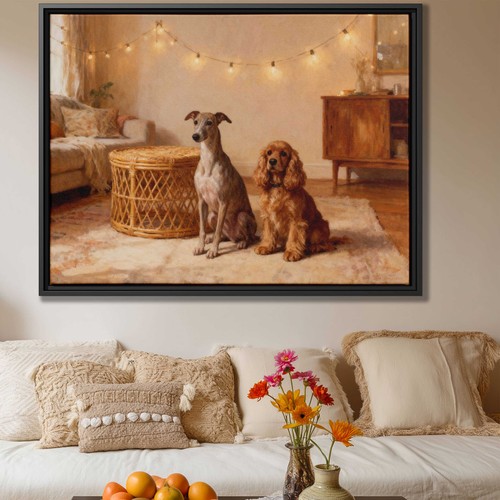 Oil painting dog art print - painting,