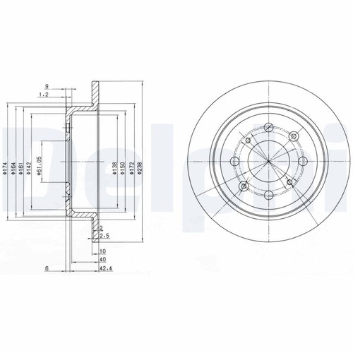 Brake disc delphi bg2538 rear - disc,