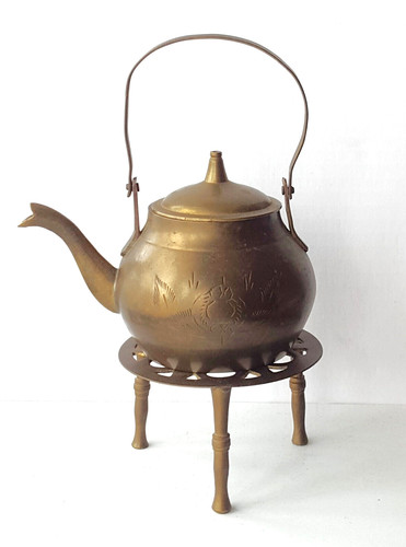Vintage miniature brass teapot - vintage,