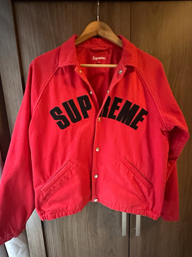 Supreme red denim jacket snap - denim,