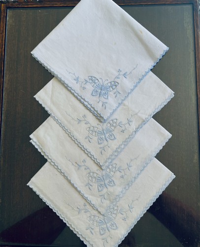 Four vintage white cotton - four, hand
