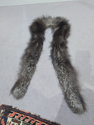 Vintage silver fox fur - silver,