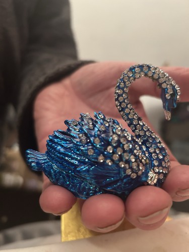 Crystal decorated swan trinket - swan,