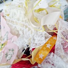 Ribbon Lace Organza Craft Fabric Scrap Pack Textured Offcuts Sewing Remnants Bag