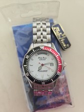 NOS Philip Persio Illuminator Watch Mens Stainless Steel Diver Red Black