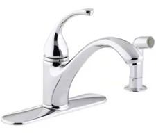 KOHLER K-10412-CP Forté Chrome Single Handle Kitchen Sink Faucet & Sidespray Kit