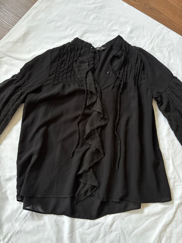 Zara black long sleeve frilled - zara,