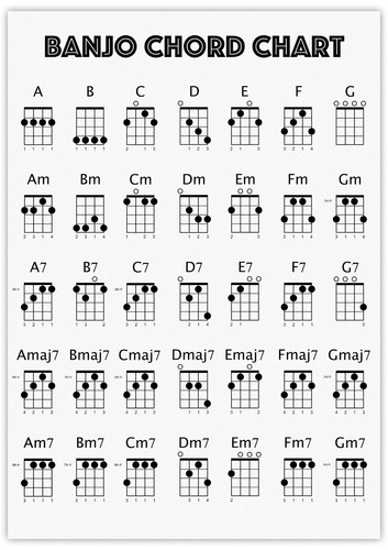 Banjo chord chart poster - banjo,