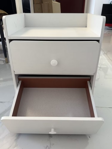 White narrow bedside cabinet - white,