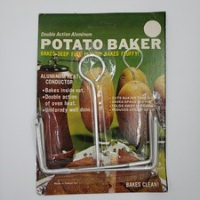 Vtg Baked Potato Baker 1960s Aluminum Metal 4 Prong Foldable Spike Rack Taiwan
