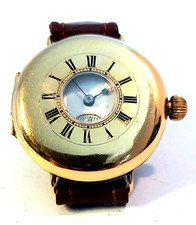 Large antique 18ct gold half hunter wristwatch by J.W. Benson, London - c.1900