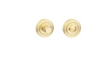 Satin Brass Turn & Release Set for Bathroom Lock - Toilet Door Thumb Twist