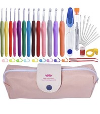 Crochet Hooks Set 38 Pack, 13 Pcs Colorful Ergonomic Comfort Rubber Soft Grip