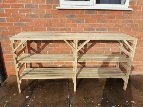 Wooden greenhouse staging - greenhouse,