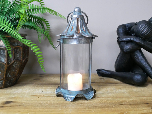 Antique silver teal metal - silver, &