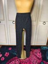 QED London Black Glitter Leggings, Size M