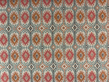 Mexican Ikat Linen Fabric Aqua