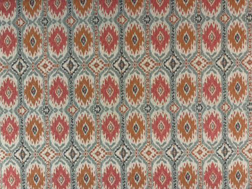 Mexican ikat linen fabric aqua - linen,