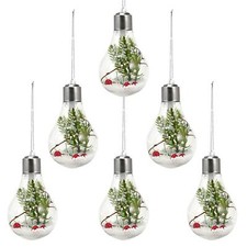 6 x LIGHT UP BULB CHRISTMAS TREE BAUBLES HANGING XMAS TREE ORNAMENT TRANSPARENT