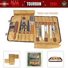 TOURBON Chefs Knife Roll Bag for Kitchen Tool Carry Bag Strap Mat Waxed Canvas