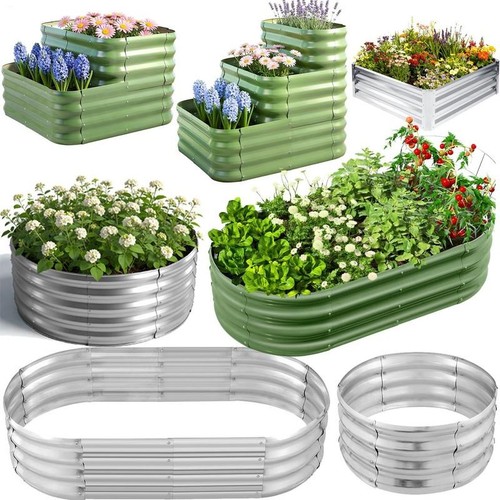 Galvanised steel raised garden - galvanised,