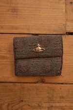 Vivienne Westwood Vintage Wallet Tapestry Leather Purse Orb Logo Gold Hardware