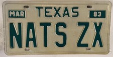 Vanity NAT’S ZX CAR license