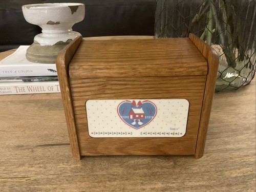Oak recipe file box organizer - file,