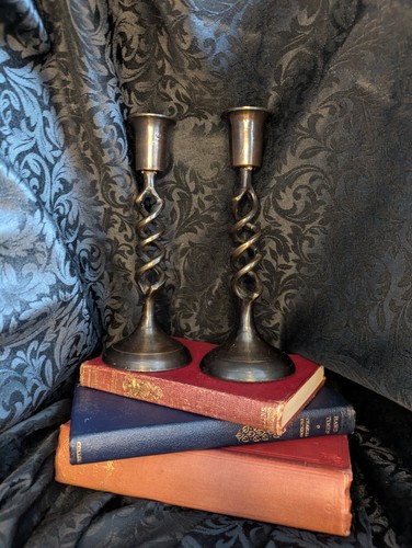Pair vintage brass - brass, barley