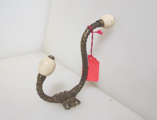 Victorian brass coat hook - brass, hat