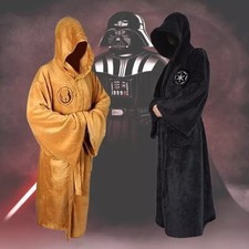 New UK Men Bathrobe Jedi Sith Hooded bathrobe Clo#ak Star war Soft Dressing~Gown