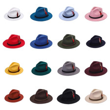 100 % Wool Fedora Hat Unisex Feather Hat Crushable Wide Brim Felt Hat Trilby Hat