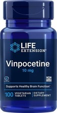 Life Extension Vinpocetine 10mg - Brain Health - 100 Vegetarian Tablets New Exp.