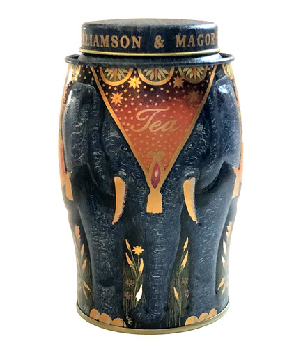 Elephant tea tin embossed lid - tin,