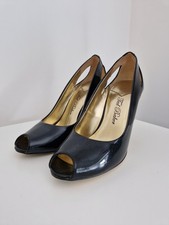 Womens Ted Baker size 5 UK black patent peep-toe high heel shoes