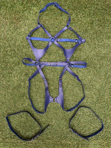 New blue faux leather - new,