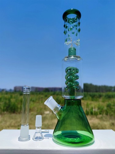 Green glass bong - green, 12"