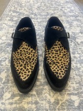 Underground Creepers Black Suede & Leopard Print Unisex Shoes Single Sole UK 9