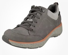 Clarks Wave2.0 Lace Ladies Grey/Peach  Waterproof Leather Trainers UK 8 D EU 42