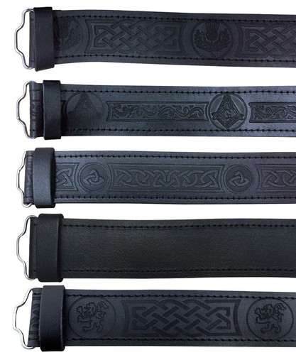 Scottish black leather belt - black,