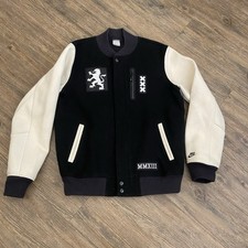 Nike LeBron James Black White Destroyer Varsity Letterman Full Zip Jacket Large